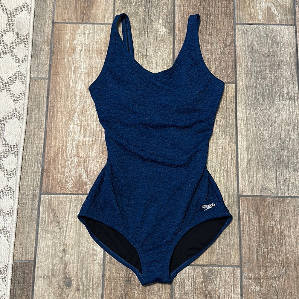 Speedo Women’s Textured Blue One Piece Swimsuit 12
